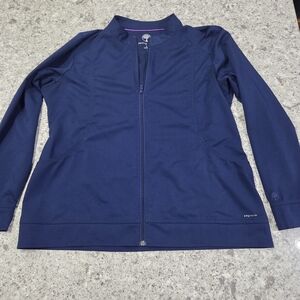 Healing Hands Purple Label Scrub Jacket Women’s Large Navy Blue Workwear Zip